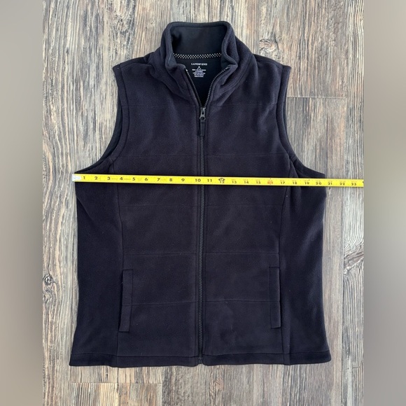 Lands’ End Fleece Vest Women’s Medium Black Full Zip Pockets Casual Athleisure - Picture 5 of 8
